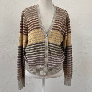 1970s Vintage It’s Pure Gould Striped Earthy Tone Lightweight Cardigan
